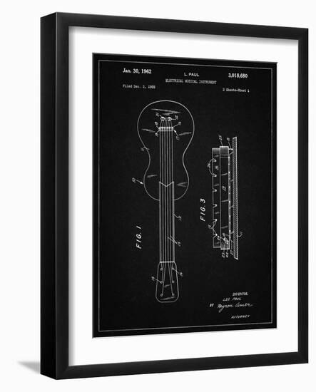 PP140- Vintage Black Gibson Les Paul Guitar Patent Poster-Cole Borders-Framed Giclee Print