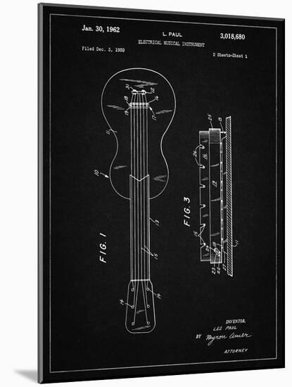 PP140- Vintage Black Gibson Les Paul Guitar Patent Poster-Cole Borders-Mounted Giclee Print