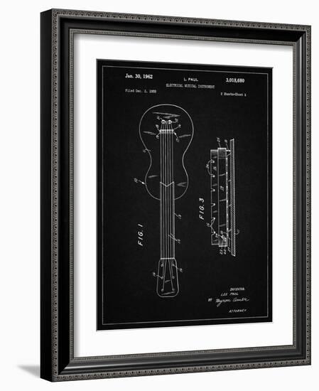 PP140- Vintage Black Gibson Les Paul Guitar Patent Poster-Cole Borders-Framed Giclee Print