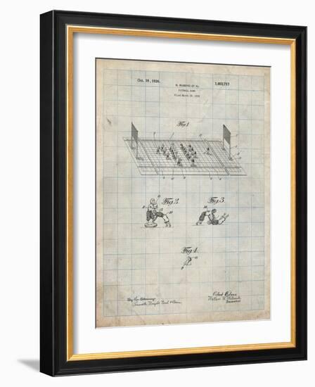 PP142- Antique Grid Parchment Football Board Game Patent Poster-Cole Borders-Framed Giclee Print