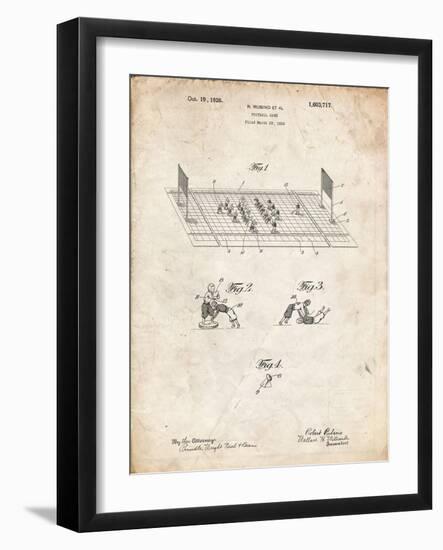 PP142- Vintage Parchment Football Board Game Patent Poster-Cole Borders-Framed Giclee Print