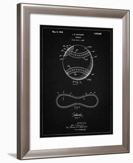 PP143- Vintage Black Baseball Stitching Patent-Cole Borders-Framed Giclee Print