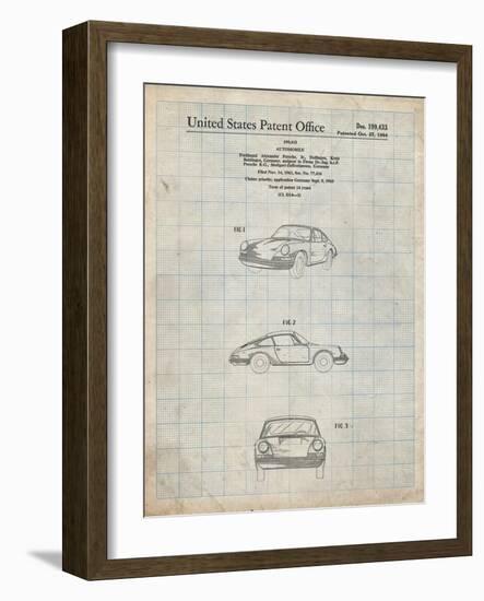 PP144- Antique Grid Parchment 1964 Porsche 911  Patent Poster-Cole Borders-Framed Giclee Print