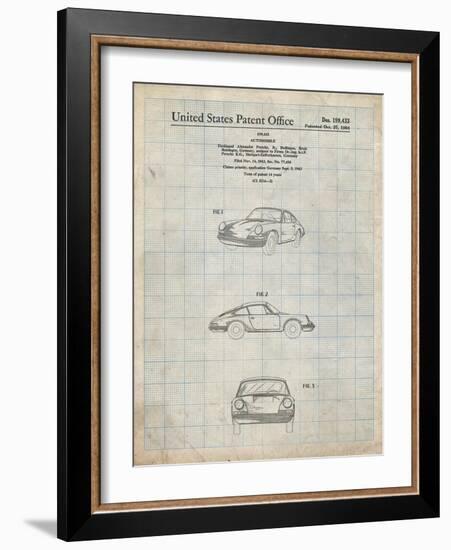 PP144- Antique Grid Parchment 1964 Porsche 911  Patent Poster-Cole Borders-Framed Giclee Print