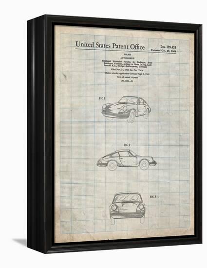 PP144- Antique Grid Parchment 1964 Porsche 911  Patent Poster-Cole Borders-Framed Premier Image Canvas