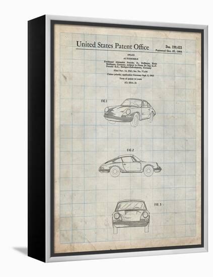 PP144- Antique Grid Parchment 1964 Porsche 911  Patent Poster-Cole Borders-Framed Premier Image Canvas