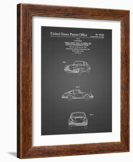 PP144- Black Grid 1964 Porsche 911  Patent Poster-Cole Borders-Framed Giclee Print