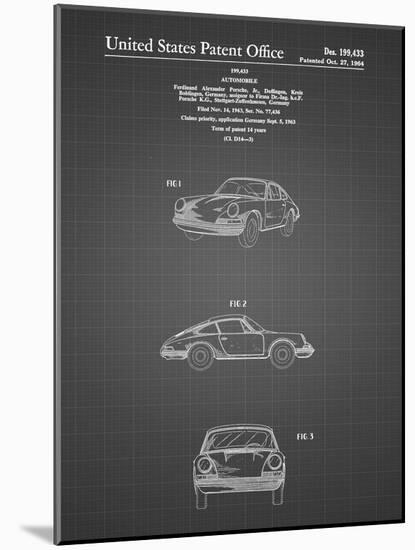 PP144- Black Grid 1964 Porsche 911  Patent Poster-Cole Borders-Mounted Giclee Print