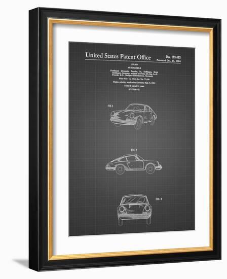 PP144- Black Grid 1964 Porsche 911  Patent Poster-Cole Borders-Framed Giclee Print