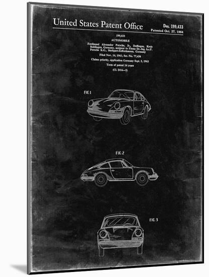 PP144- Black Grunge 1964 Porsche 911  Patent Poster-Cole Borders-Mounted Giclee Print