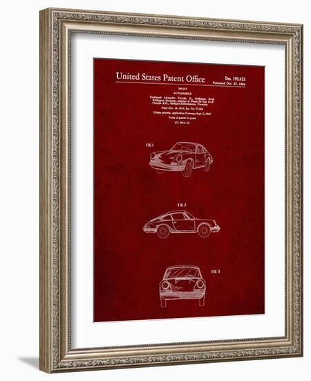 PP144- Burgundy 1964 Porsche 911  Patent Poster-Cole Borders-Framed Giclee Print