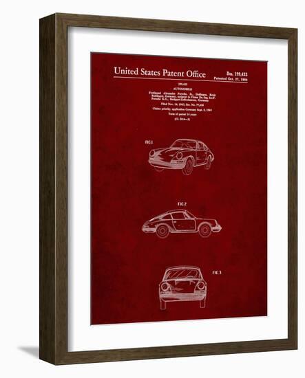 PP144- Burgundy 1964 Porsche 911  Patent Poster-Cole Borders-Framed Giclee Print