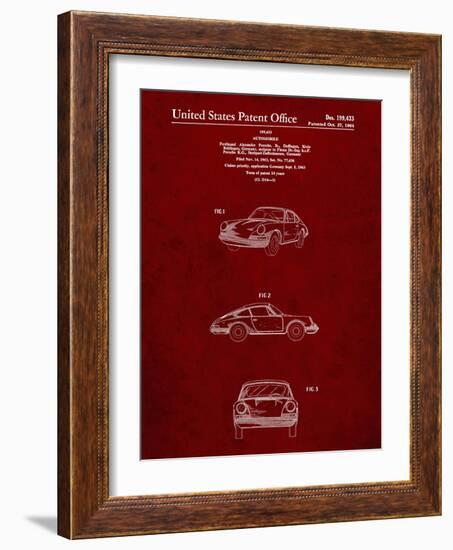 PP144- Burgundy 1964 Porsche 911  Patent Poster-Cole Borders-Framed Giclee Print