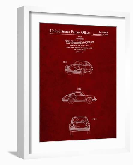 PP144- Burgundy 1964 Porsche 911  Patent Poster-Cole Borders-Framed Giclee Print