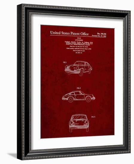 PP144- Burgundy 1964 Porsche 911  Patent Poster-Cole Borders-Framed Giclee Print