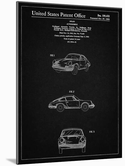 PP144- Vintage Black 1964 Porsche 911  Patent Poster-Cole Borders-Mounted Giclee Print