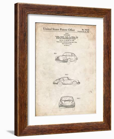 PP144- Vintage Parchment 1964 Porsche 911  Patent Poster-Cole Borders-Framed Giclee Print