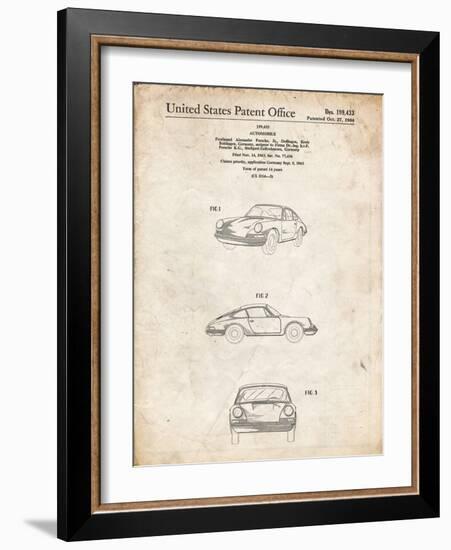PP144- Vintage Parchment 1964 Porsche 911  Patent Poster-Cole Borders-Framed Giclee Print
