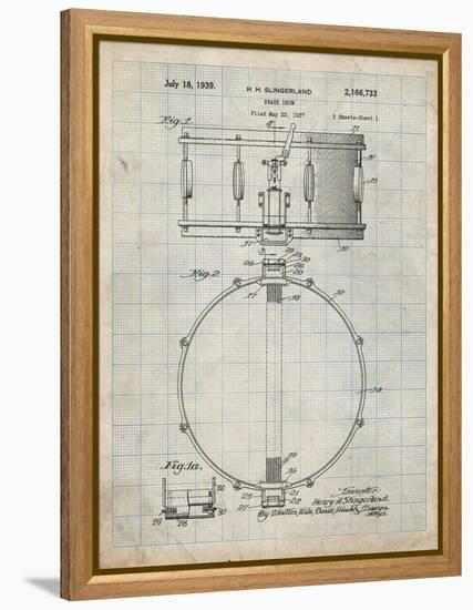 PP147- Antique Grid Parchment Slingerland Snare Drum Patent Poster-Cole Borders-Framed Premier Image Canvas