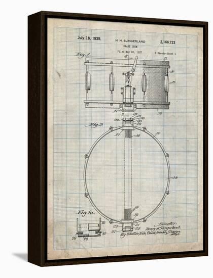 PP147- Antique Grid Parchment Slingerland Snare Drum Patent Poster-Cole Borders-Framed Premier Image Canvas