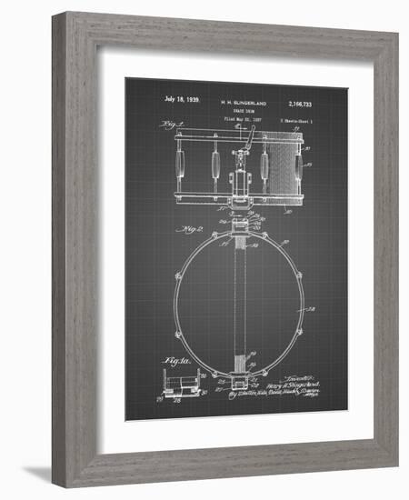 PP147- Black Grid Slingerland Snare Drum Patent Poster-Cole Borders-Framed Giclee Print