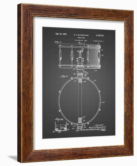 PP147- Black Grid Slingerland Snare Drum Patent Poster-Cole Borders-Framed Giclee Print