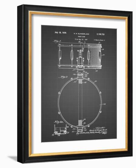 PP147- Black Grid Slingerland Snare Drum Patent Poster-Cole Borders-Framed Giclee Print