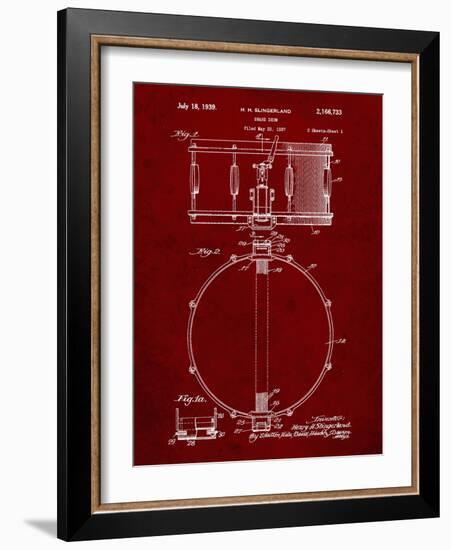 PP147- Burgundy Slingerland Snare Drum Patent Poster-Cole Borders-Framed Giclee Print