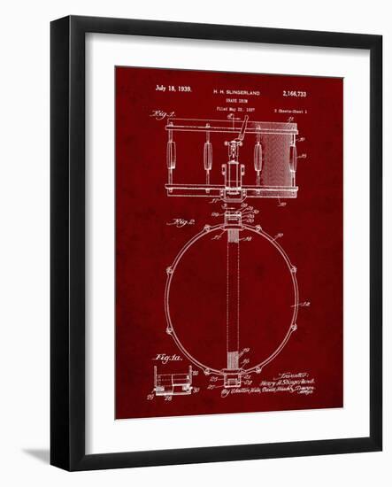 PP147- Burgundy Slingerland Snare Drum Patent Poster-Cole Borders-Framed Giclee Print