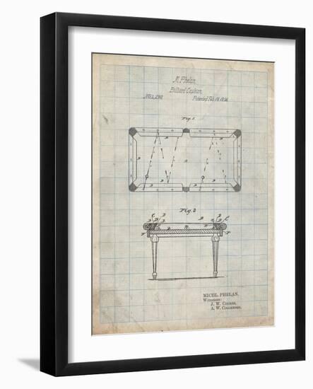 PP149- Antique Grid Parchment Pool Table Patent Poster-Cole Borders-Framed Giclee Print