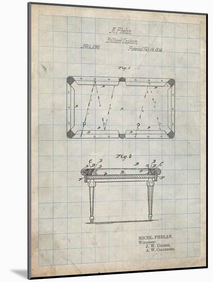 PP149- Antique Grid Parchment Pool Table Patent Poster-Cole Borders-Mounted Giclee Print