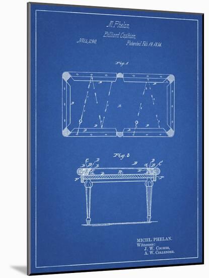 PP149- Blueprint Pool Table Patent Poster-Cole Borders-Mounted Giclee Print