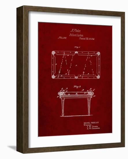 PP149- Burgundy Pool Table Patent Poster-Cole Borders-Framed Giclee Print