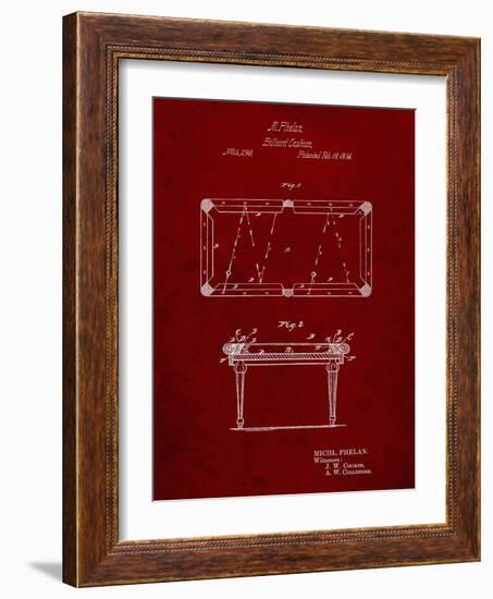 PP149- Burgundy Pool Table Patent Poster-Cole Borders-Framed Giclee Print