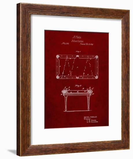 PP149- Burgundy Pool Table Patent Poster-Cole Borders-Framed Giclee Print