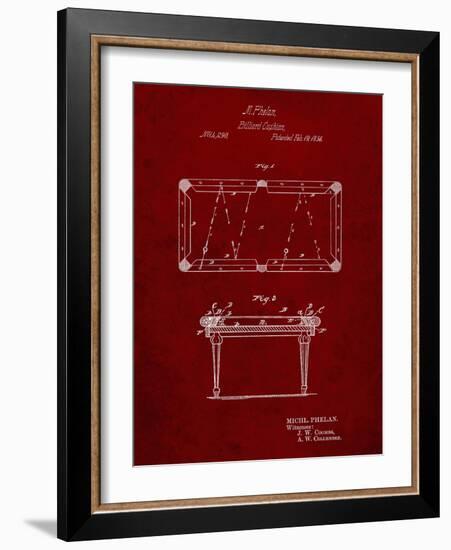 PP149- Burgundy Pool Table Patent Poster-Cole Borders-Framed Giclee Print