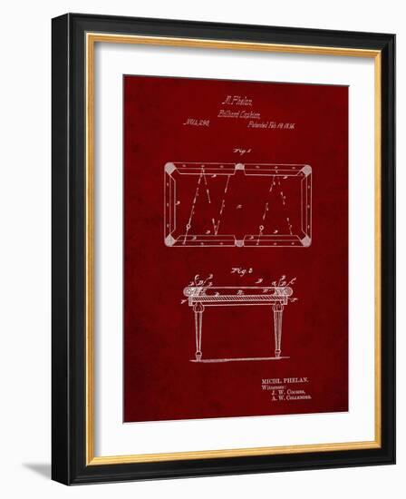 PP149- Burgundy Pool Table Patent Poster-Cole Borders-Framed Giclee Print