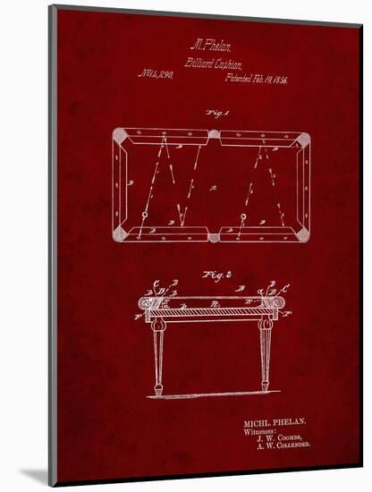 PP149- Burgundy Pool Table Patent Poster-Cole Borders-Mounted Premium Giclee Print