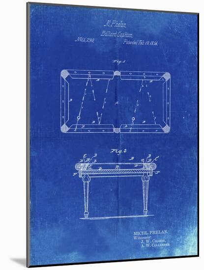 PP149- Faded Blueprint Pool Table Patent Poster-Cole Borders-Mounted Giclee Print