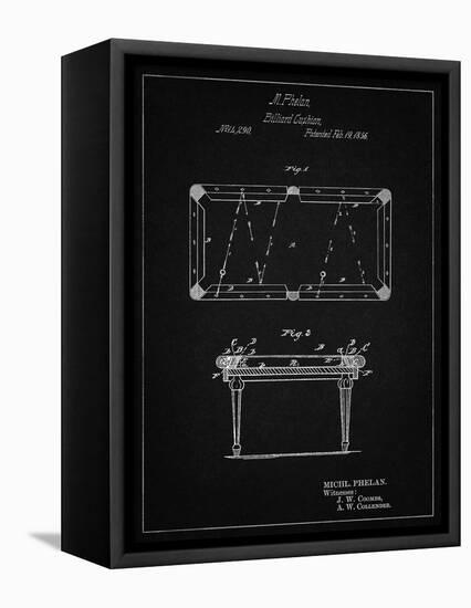 PP149- Vintage Black Pool Table Patent Poster-Cole Borders-Framed Premier Image Canvas