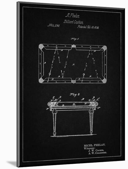 PP149- Vintage Black Pool Table Patent Poster-Cole Borders-Mounted Giclee Print