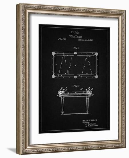 PP149- Vintage Black Pool Table Patent Poster-Cole Borders-Framed Giclee Print