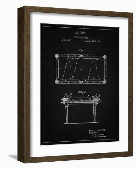 PP149- Vintage Black Pool Table Patent Poster-Cole Borders-Framed Giclee Print