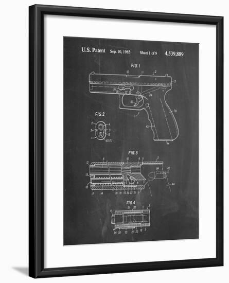 PP154- Chalkboard Handgun Pistol Patent Poster-Cole Borders-Framed Giclee Print