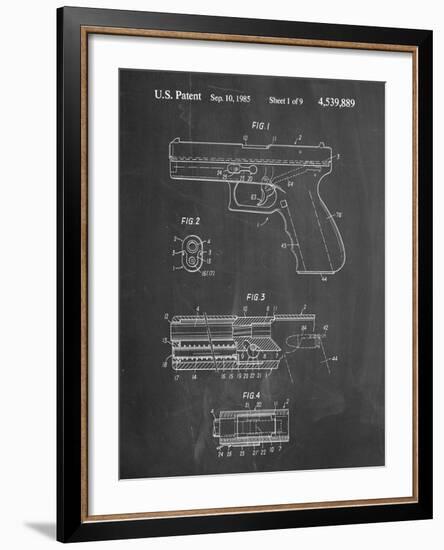 PP154- Chalkboard Handgun Pistol Patent Poster-Cole Borders-Framed Giclee Print