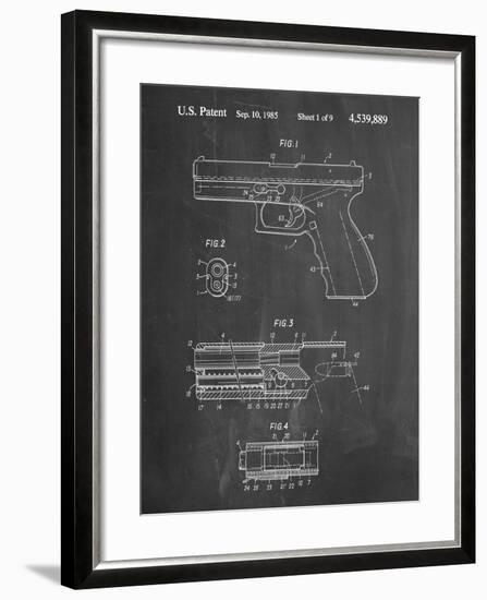 PP154- Chalkboard Handgun Pistol Patent Poster-Cole Borders-Framed Giclee Print