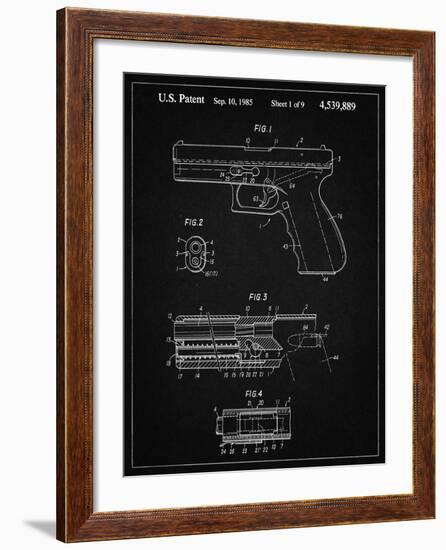 PP154- Vintage Black Handgun Pistol Patent Poster-Cole Borders-Framed Giclee Print