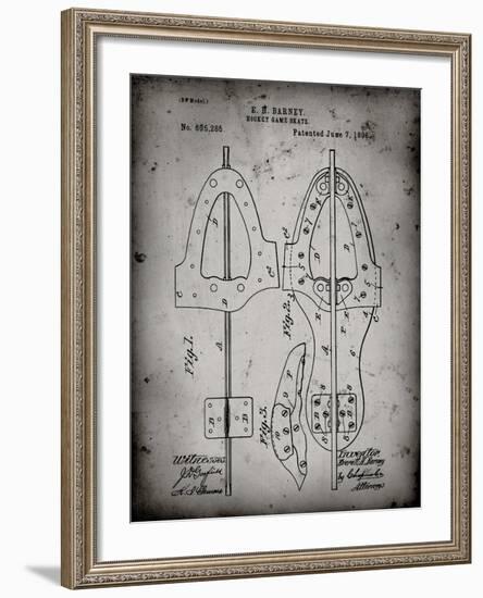 PP158- Faded Grey 1898 Hockey Skate Patent Poster-Cole Borders-Framed Giclee Print