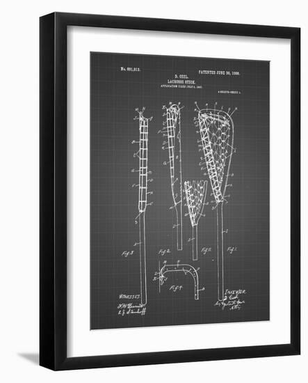 PP166- Black Grid Lacrosse Stick Patent Poster-Cole Borders-Framed Giclee Print