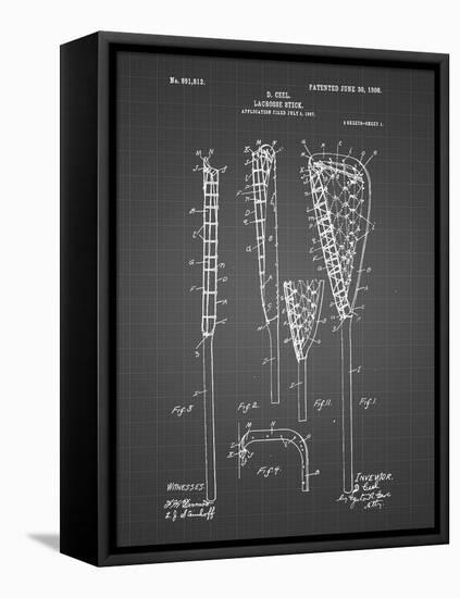 PP166- Black Grid Lacrosse Stick Patent Poster-Cole Borders-Framed Premier Image Canvas